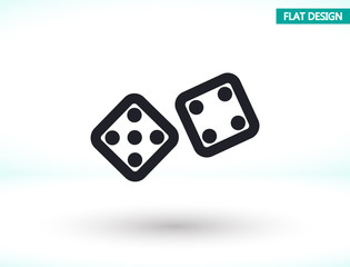 Dice vector icon , lorem ipsum Flat design