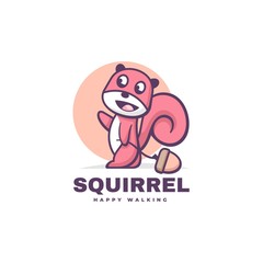 Vector Logo Illustration Squirrel Simple Mascot Style.