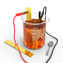 3D rendering of  gold plating of a spoon, isolated on white