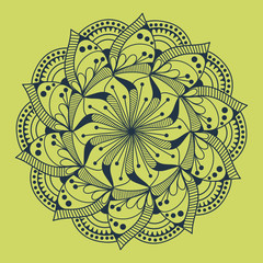 Mandala, Flower mehendi design.Ethnic ornament, Vintage decorative elements. Folk traditional spiritual design. Islam, Arabic, Indian, moroccan, Spain, floral ornament design vector.