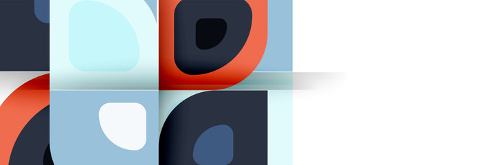 Fototapeta premium Set of vector modern geometric abstract backgrounds with repeating abstract round shapes patterns and shadow effects