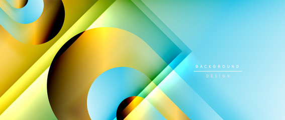 Vector geometric abstract background with lines and modern forms. Fluid gradient with abstract round shapes and shadow and light effects