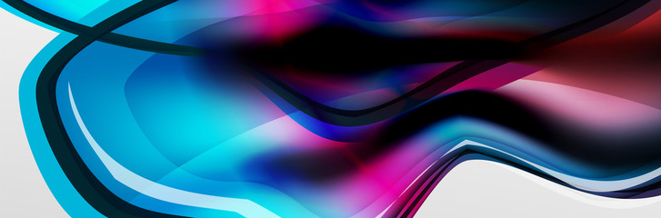 Vector abstract background, flowing liquid style bubble with metallic, color quicksilver chrome texture and color glow effects