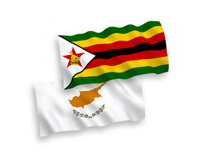Flags of Cyprus and Zimbabwe on a white background