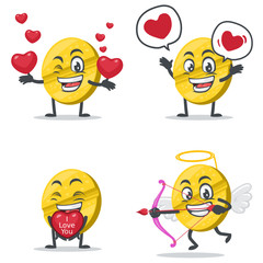 vector illustration of character or pill mascot collection set with love or valentine theme