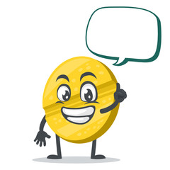 vector illustration of character or pill mascot says with blank balloon speech