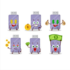 Flashdisk cartoon character with cute emoticon bring money