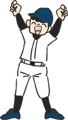 野球で喜ぶ男の子のイラスト