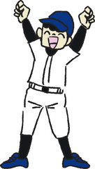 野球で喜ぶ男の子のイラスト