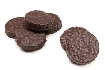 Chocolate cookies isolated on white.