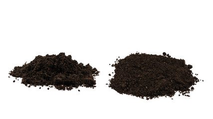 A handful of earth isolated on white background.