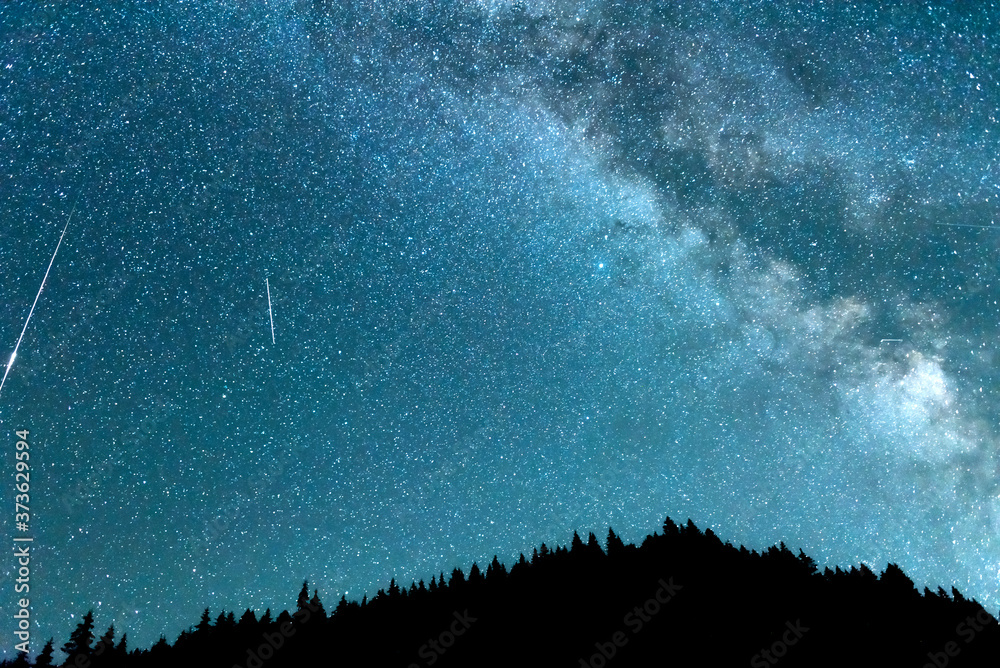 Wall mural starry sky. milky way galaxy. this long exposure astronomical photograph taken in the middle of the 