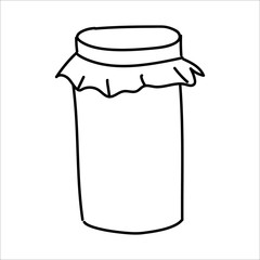 Autumn Cozy mood concept. line art Jar of jam or honey. Favorite yummy. abstraction. For your creative design. stock. Modern hand drawn vector illustration isolated on white background