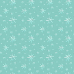Seamless winter snowflakes pattern. Watercolor Christmas background. Hand drawn fabric paper texture design