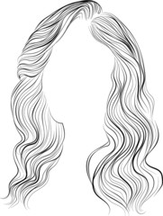 Hollywood waves, vector illustration. Hairstyle icon in black and white - 373630990