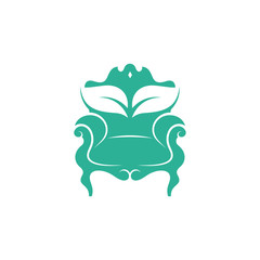 Leaf Furniture Logo Design Vector Template. Symbol and icon of home furnishings.