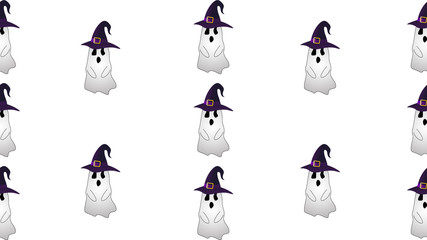 ghost wearing hat seamless cartoon on white background , illustration concept