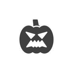 Halloween pumpkin vector icon. filled flat sign for mobile concept and web design. Spooky pumpkin face glyph icon. Symbol, logo illustration. Vector graphics