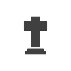 Cross tombstone vector icon. filled flat sign for mobile concept and web design. Halloween grave glyph icon. Symbol, logo illustration. Vector graphics