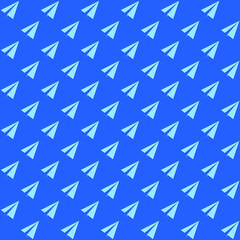 Light blue paper plane with blue background repeat pattern