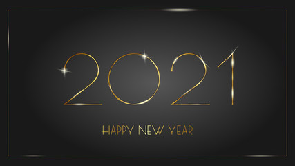 Luxurious 2021 Happy New Year elegant design bounded by an elegant golden frame.