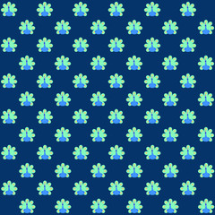 Blue peacock with feathers opened and dark blue background repeat pattern