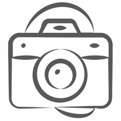 
Camera, photography equipment icon in line design 
