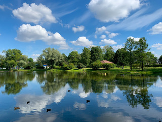 Obraz na płótnie Canvas Sky reflection on the lake water, lake background