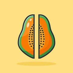 Papaya Fruit Slice Vector Design Illustration
