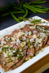 Delicious cold beef with vinaigrette