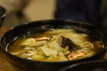 Shanghi, February 2019. Typical Chinese dish served in a small restaurant hidden in the alleys of the city