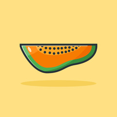 Papaya Fruit Slice Vector Design Illustration