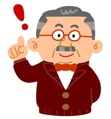 思いつく富裕層のシニア男性の上半身
