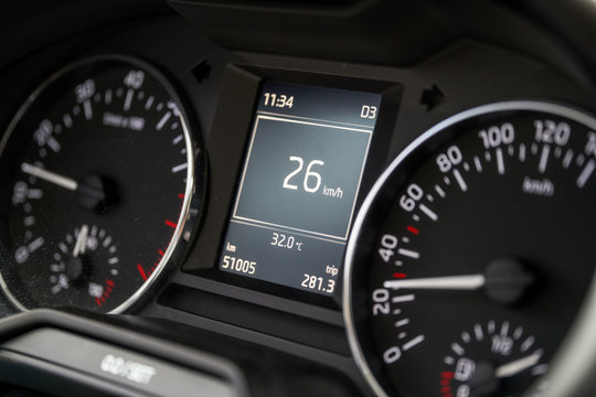 Car dashboard area close-up