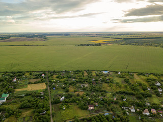 Fototapeta na wymiar Ukrainian agricultural fields, aerial drone view.