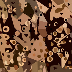 Abstract pattern with shapes and hearts