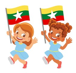 Burma flag in hand set