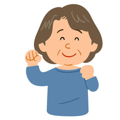 張り切るシニアの女性の上半身
