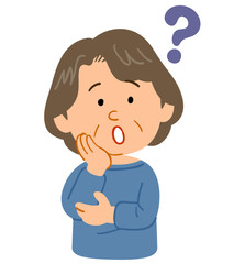 Obraz premium 疑問を持つシニアの女性の上半身 