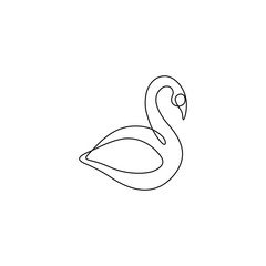 Swan line art isolated vector illustration, tattoo, print and logo design, continuous line drawing. beautiful swan bird silhouette single line on a white background. 