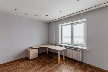 Russia, Moscow- February 15, 2020: interior room apartment modern bright cozy atmosphere. general cleaning, home decoration, preparation of house for sale. empty room renovated