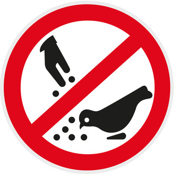 einfacher Aufkleber Verbotsschild mit Piktogramm Tauben füttern
