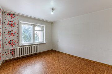 Russia, Moscow- February 15, 2020: interior room apartment modern bright cozy atmosphere. general cleaning, home decoration, preparation of house for sale. empty room renovated