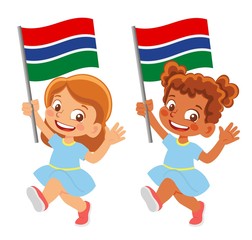 Gambia flag in hand set