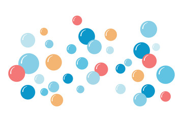 Color soap bubbles flying in the air. Good background for kids party and happy birthday celebration.