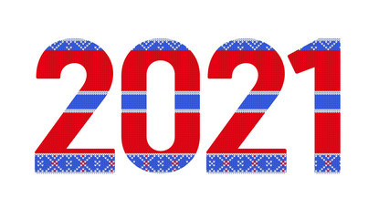 Obraz premium 2021 knitted Cristmas and New Year card and banner.