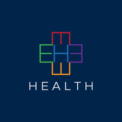 Obraz premium Initial H, E, and M forming medical icon. simple, modern, and clean vector icon illustration inspiration sign. colorful logo design
