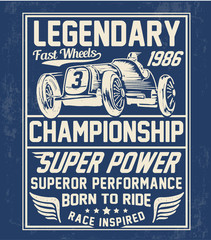 Vector vintage sport racing car, T-shirt Graphics, Vintage typography © cddesign.co