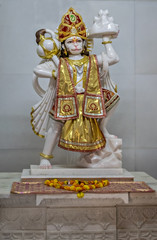 Nicely carved and decorated Idol of Hindu God Hanuman in a temple at Somnath.