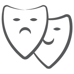 
Happy and sad face masks icon in line design, theatre mask vector 
